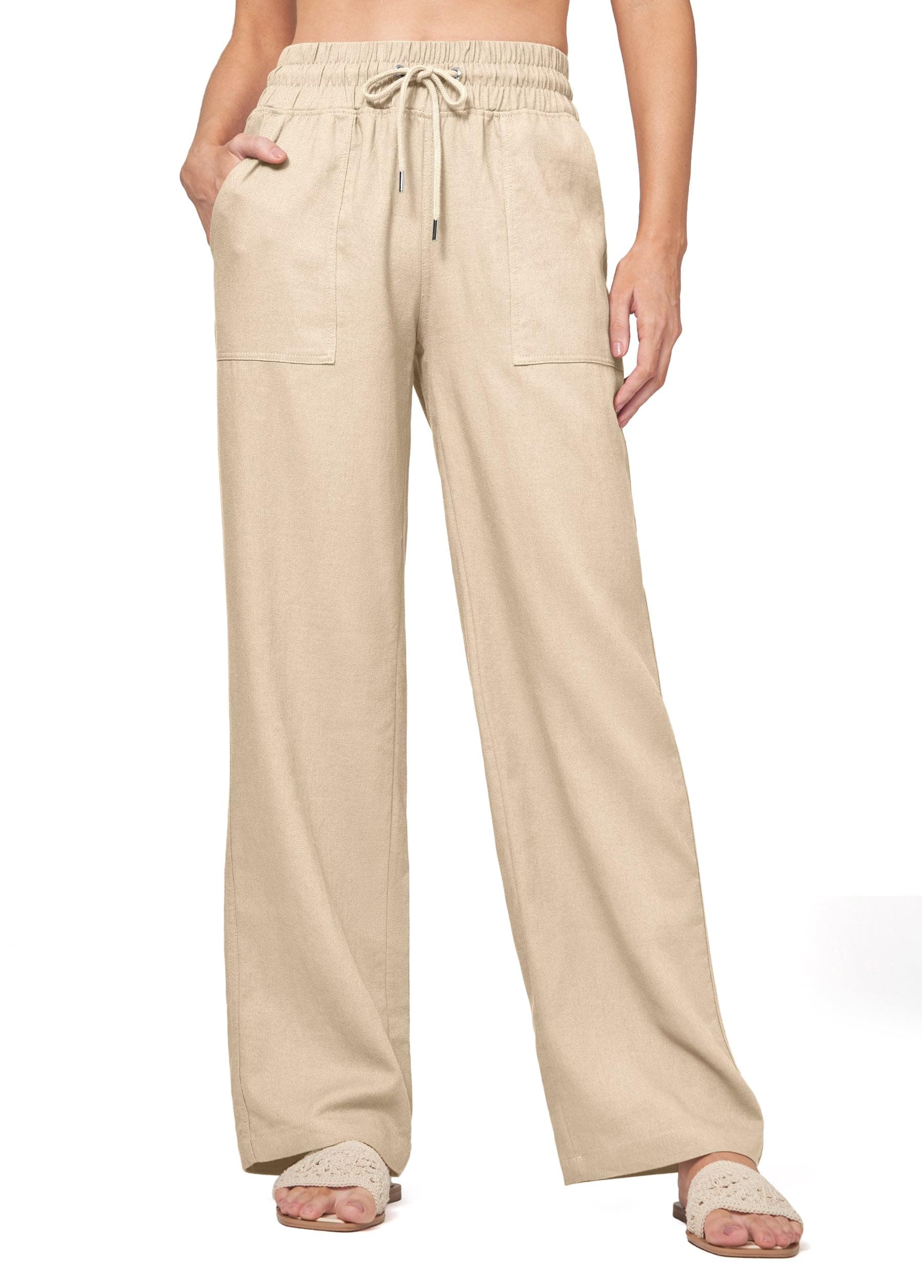 Willit Women's Linen Pants Wide Leg Casual Palazzo Summer Pants with Pockets
