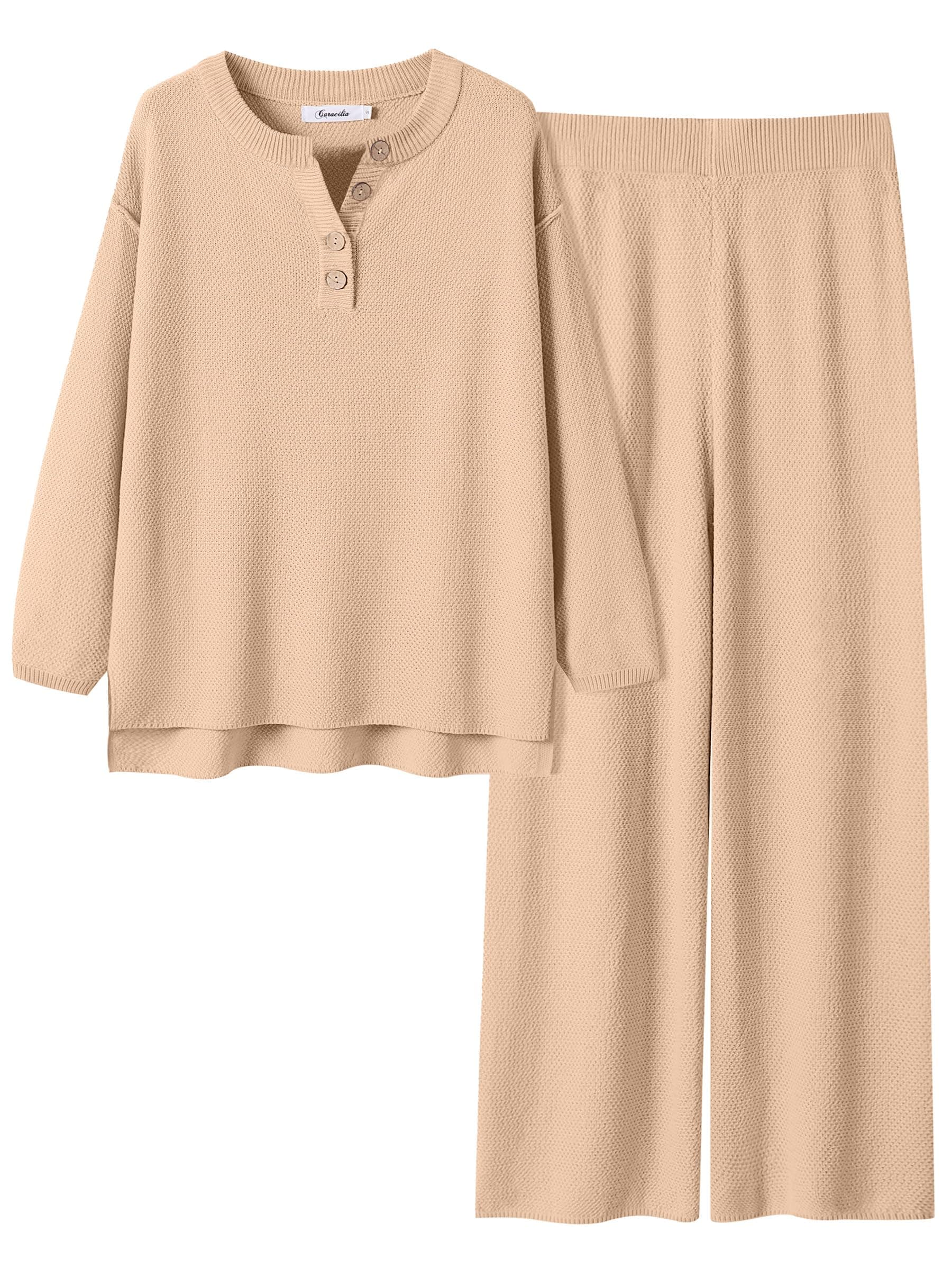 ANRABESS Women Oversized Waffle Knit Sweater Lounge Set 2025 Fall Trends